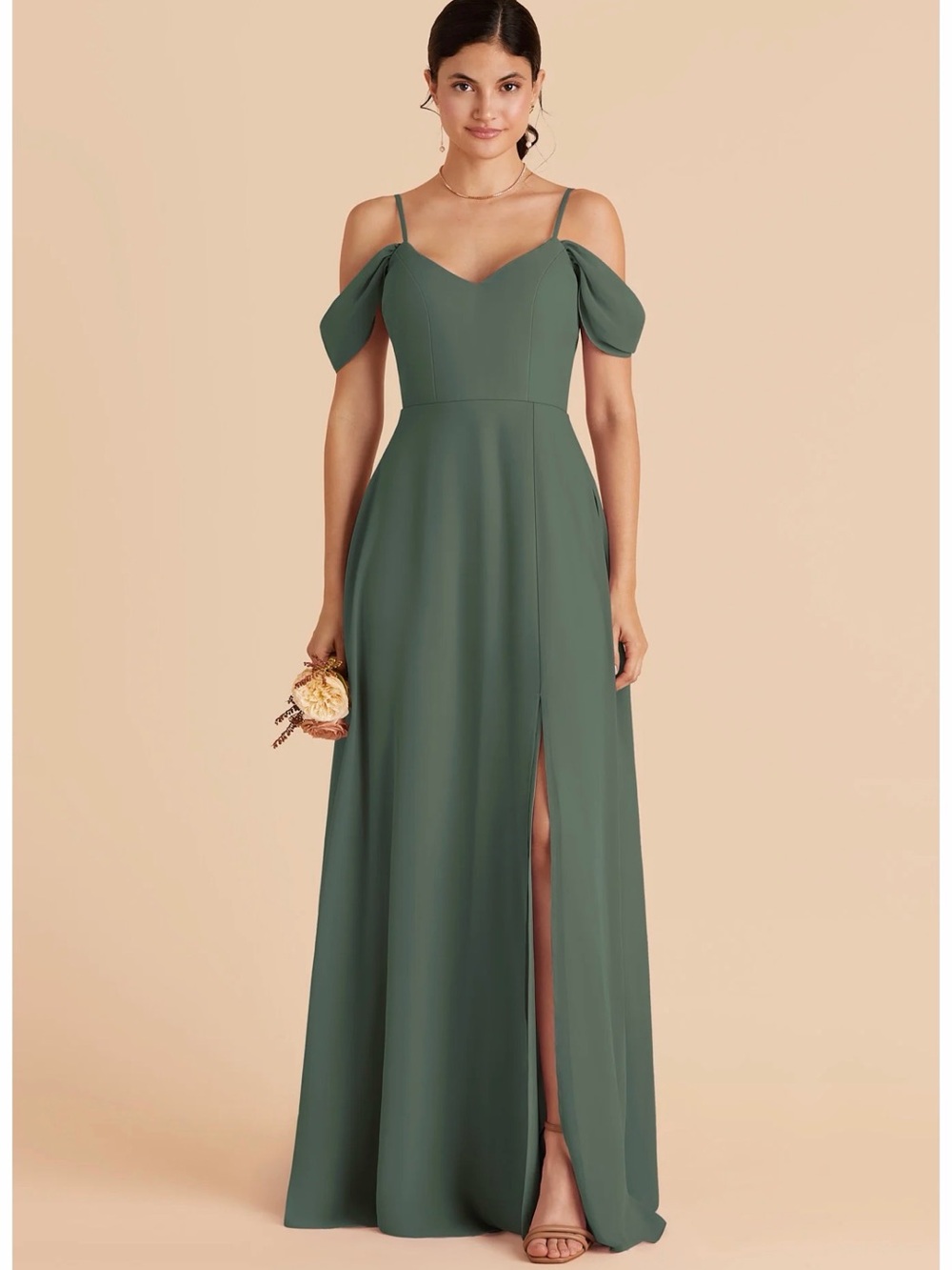 Birdy Grey Eucalyptus Green Devin Chiffon Dress with Slit